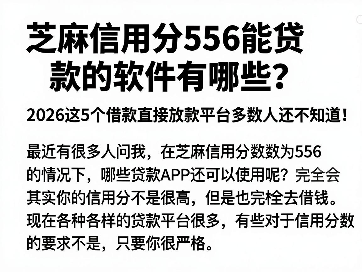芝麻信用分556能贷款的软件有哪些？2026这5个借款直接放款平台多数人还不知道！