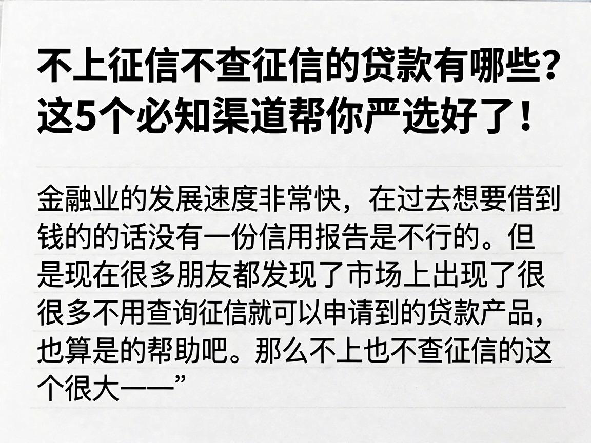 不上征信不查征信的贷款有哪些？这5个必知渠道帮你严选好了！