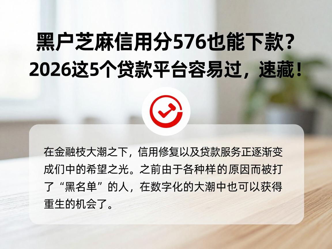 黑户芝麻信用分576也能下款？2026这5个贷款平台容易过，速藏！