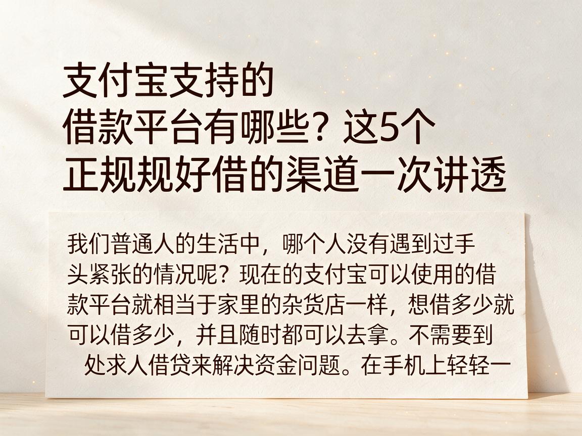 支付宝支持的借款平台有哪些？这5个正规好借的渠道一次讲透