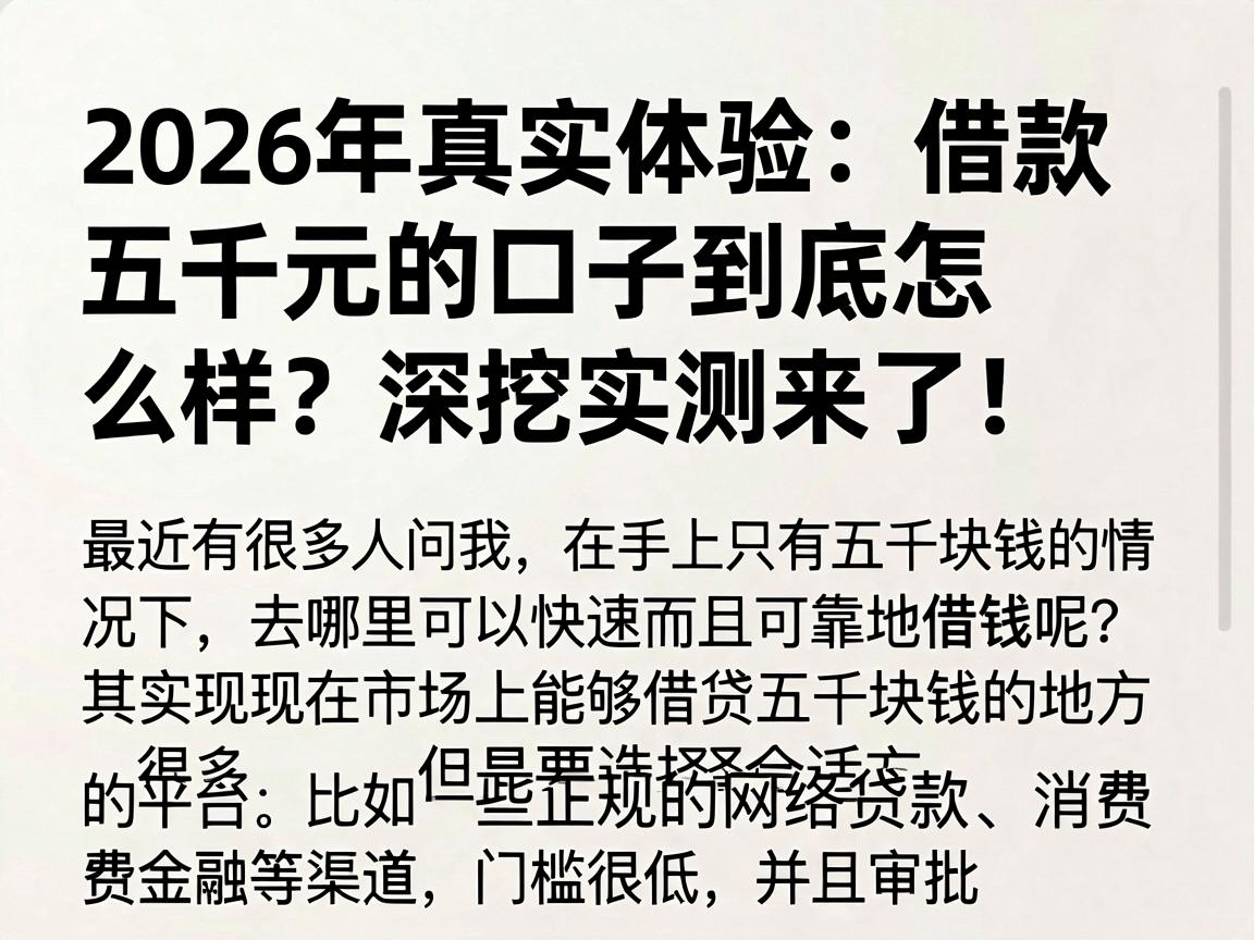 2026年真实体验：借款五千元的口子到底怎么样？深挖实测来了！
