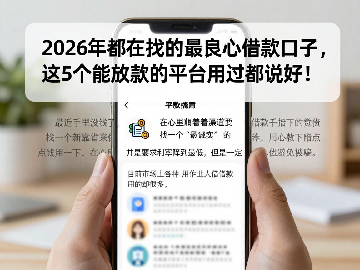 2026年都在找的最良心借款口子，这5个能放款的平台用过都说好！