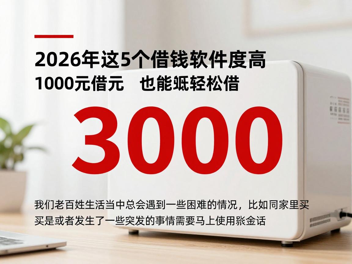 3000借款门槛低！2026年这5个借钱软件额度高，1000元也能轻松借