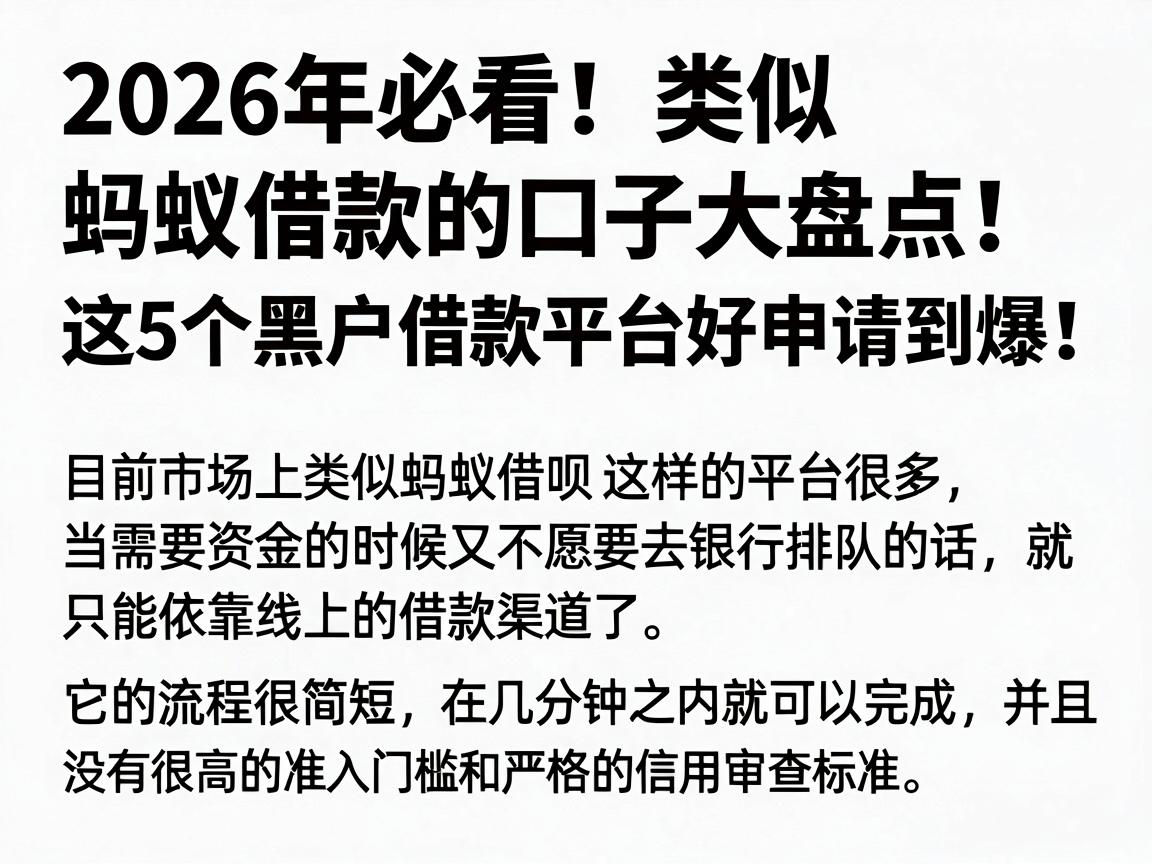 2026年必看！类似于蚂蚁借款的口子大盘点，这5个黑户借款平台好申请到爆！