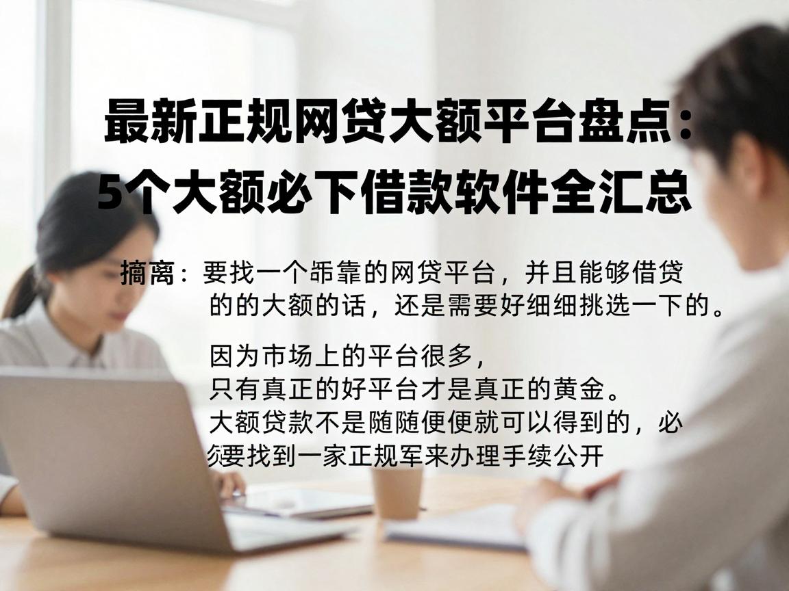 最新正规网贷大额平台盘点：5个大额必下借款软件全汇总