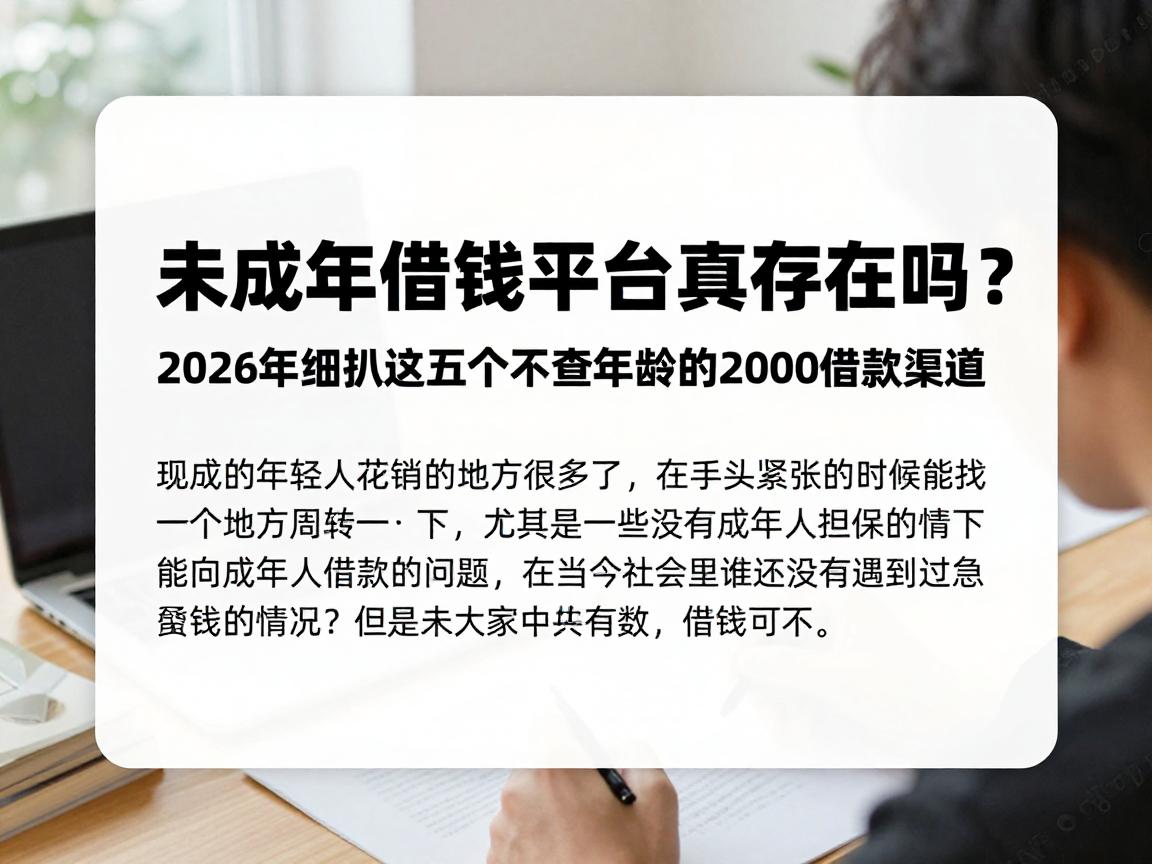 未成年借钱平台真存在吗？2026年细扒这五个不查年龄的2000借款渠道