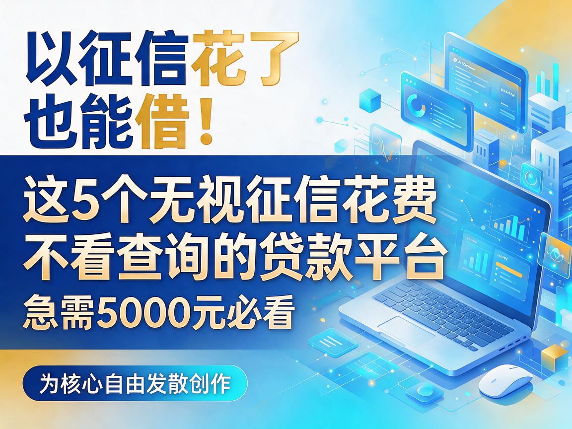 征信花了也能借！这5个无视征信花费、不看查询的贷款平台，急需5000元必看