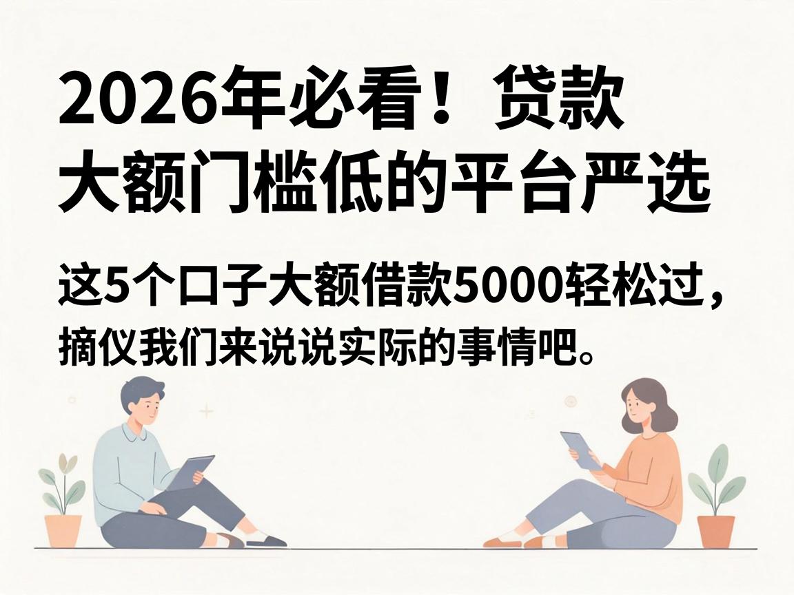 2026年必看！贷款大额门槛低的平台严选，这5个口子大额借款5000轻松过