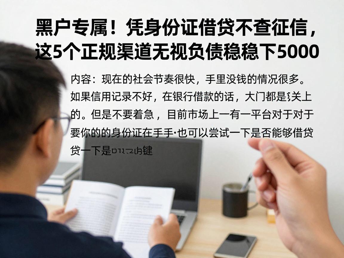 黑户专属！凭身份证借钱不查征信，这5个正规渠道无视负债稳稳下5000