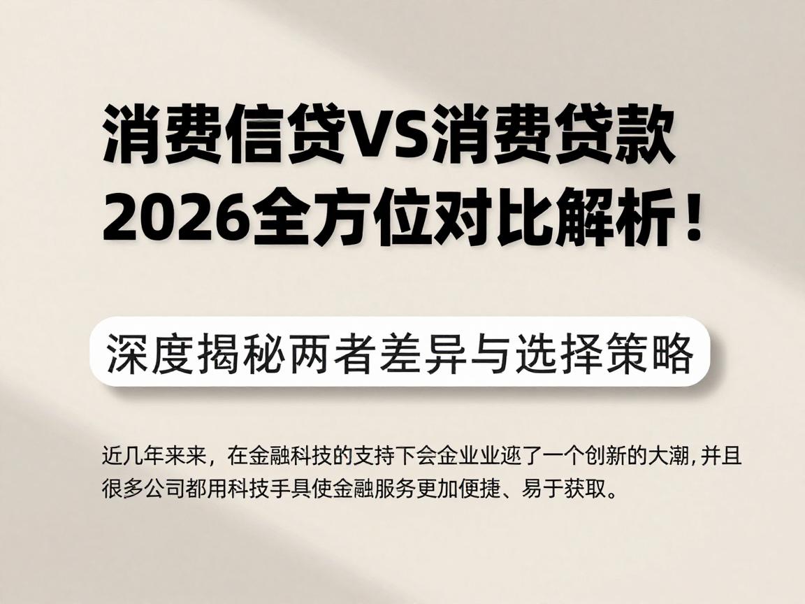 消费信贷VS消费贷款2026全方位对比解析！深度揭秘两者差异与选择策略