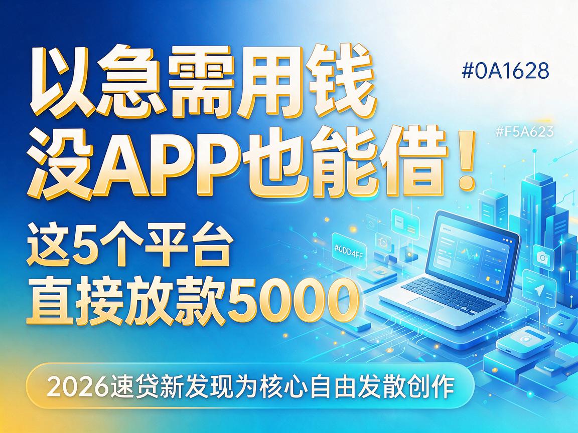 急需用钱没APP也能借！这5个平台直接放款5000，2026速贷新发现