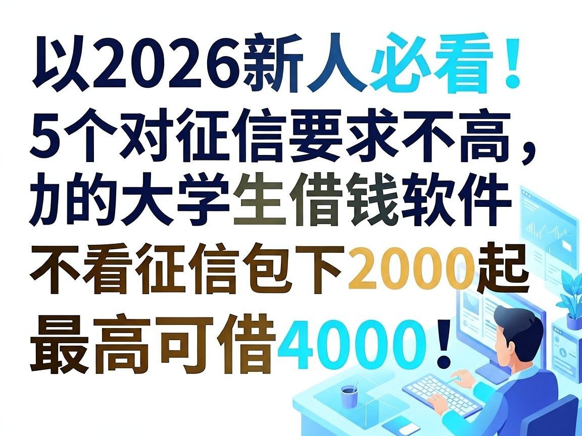 2026新人必看！这5个对征信要求不高的大学生借钱软件，不看征信包下2000起，最高可借4000！