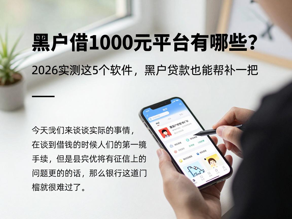 黑户借1000元平台有哪些？2026实测这5个软件，黑户贷款也能帮衬一把