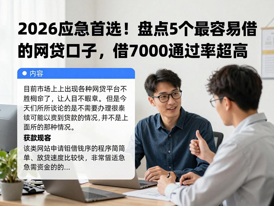2026应急首选！盘点5个最容易借的网贷口子，借7000通过率超高