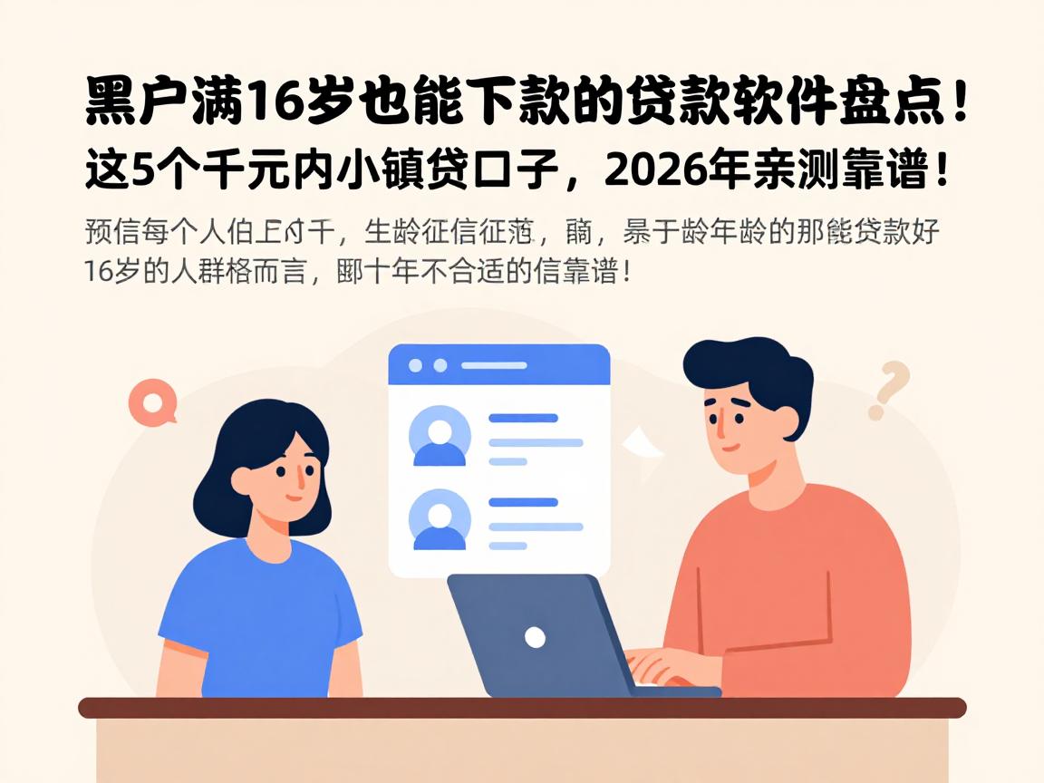 黑户满16岁也能下款的贷款软件盘点！这5个千元内小额贷口子，2026年亲测靠谱！