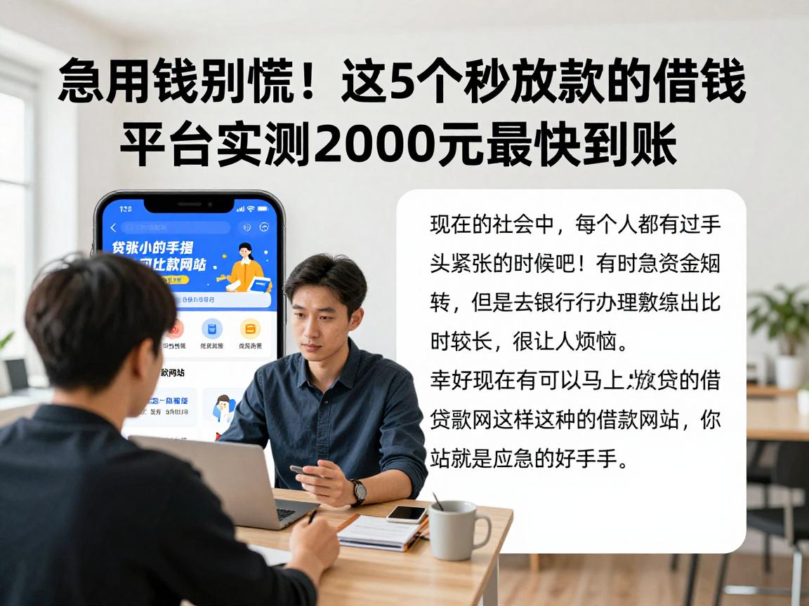 急用钱别慌！这5个秒放款的借钱平台实测2000元最快到账