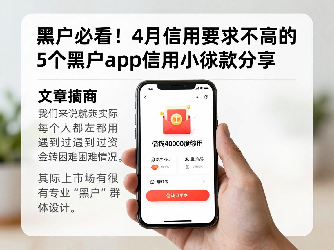 黑户必看！4月信用要求不高的5个黑户app信用小额贷款分享，借钱40000额度够用