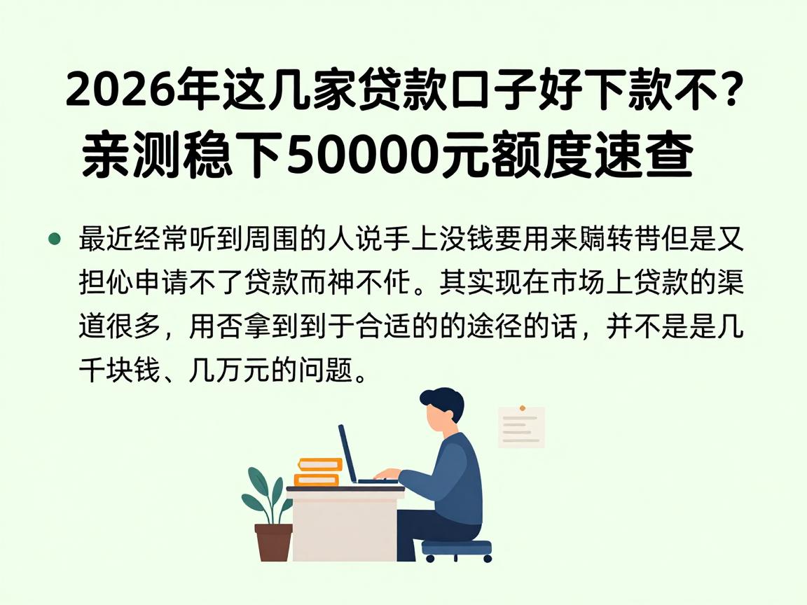 2026年这几家贷款口子好下款不？亲测稳下50000元额度速查