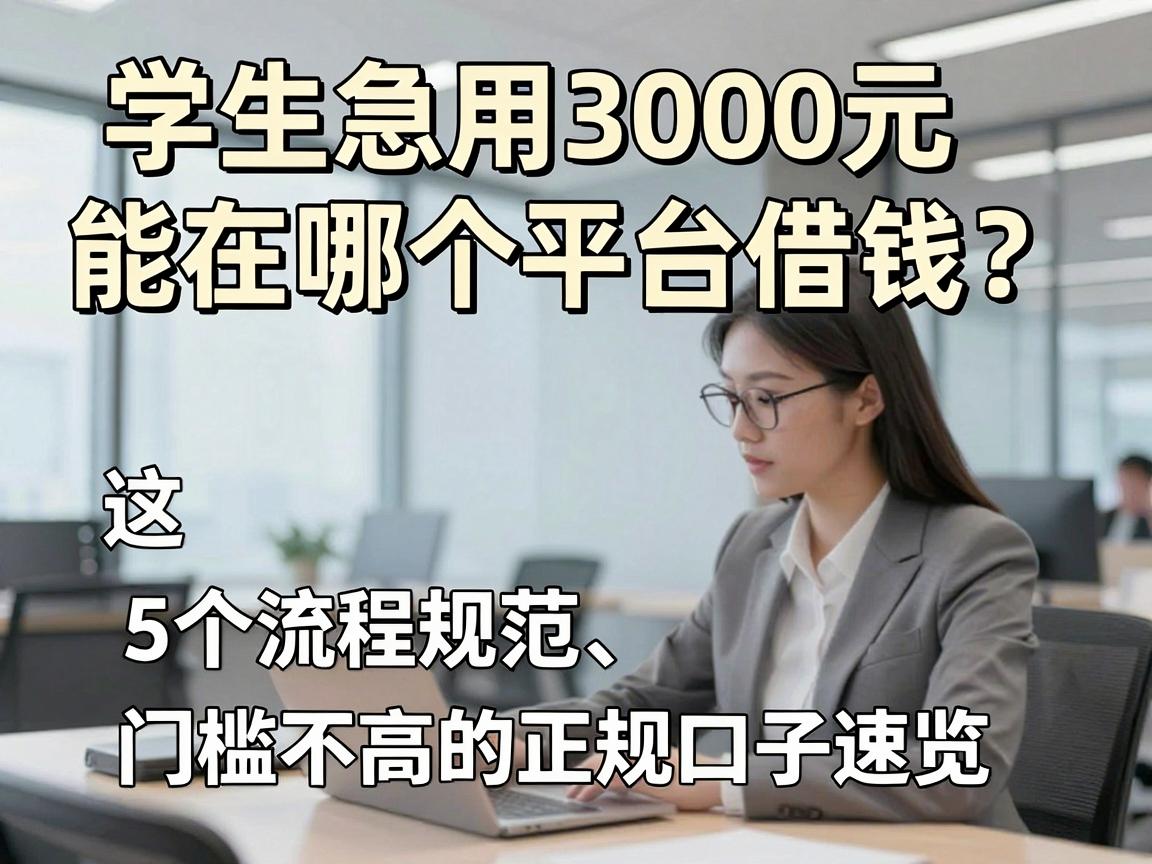 学生急用3000元能在哪个平台借钱？这5个流程规范、门槛不高的正规口子速览