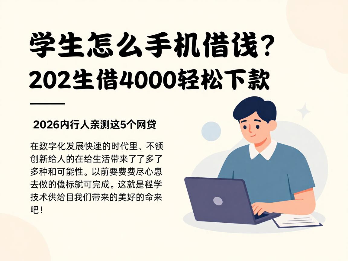学生怎么手机借钱？2026内行人亲测这5个网贷，学生借4000轻松下款！