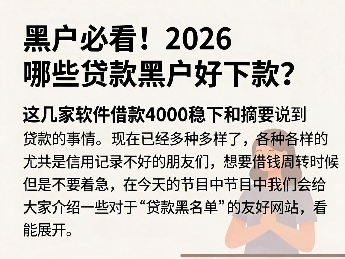 黑户必看！2026哪些贷款黑户好下款？这几家软件借款4000稳下