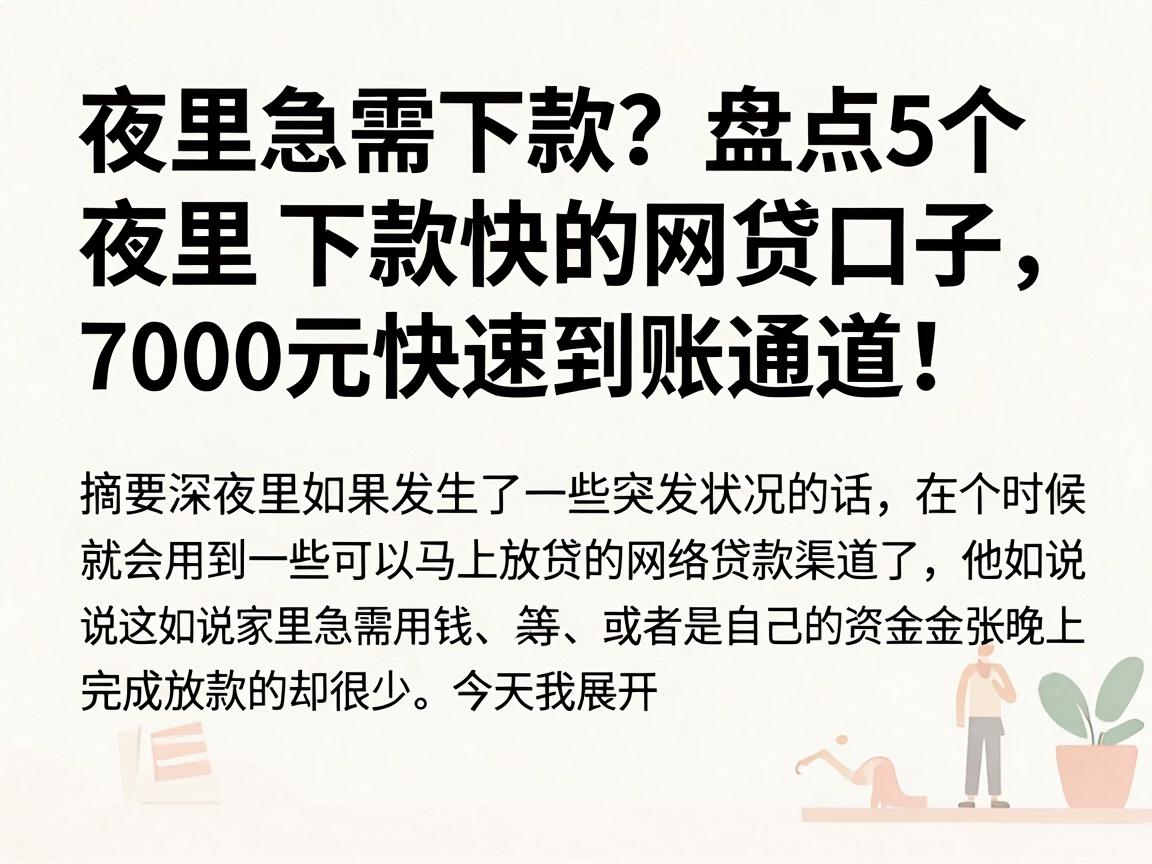 夜里急需下款？盘点5个夜里下款快的网贷口子，7000元快速到账通道！