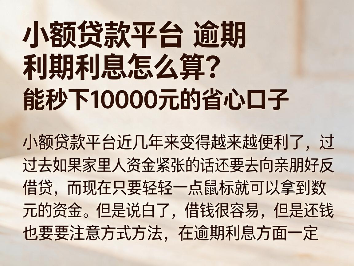 小额贷款平台逾期利息怎么算？盘点5个利息低、能秒下10000元的省心口子