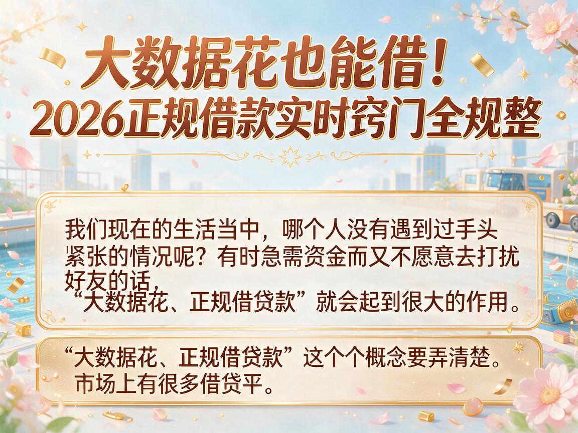 大数据花也能借！2026正规借款实时窍门全规整