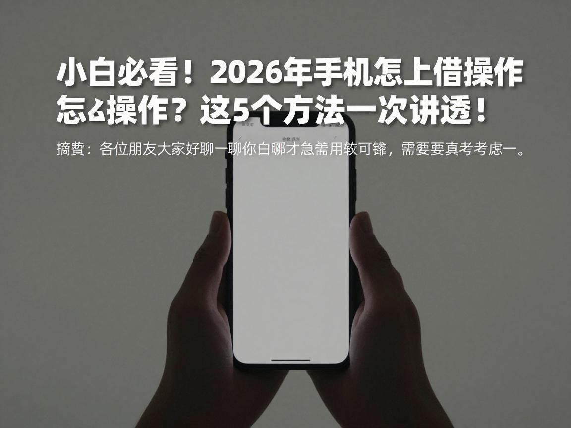 小白必看！2026年手机上借钱怎么操作？这5个方法一次讲透！