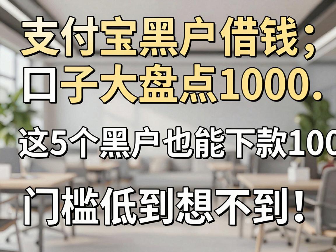 支付宝黑户借钱口子大盘点：这5个黑户也能下款1000，门槛低到想不到