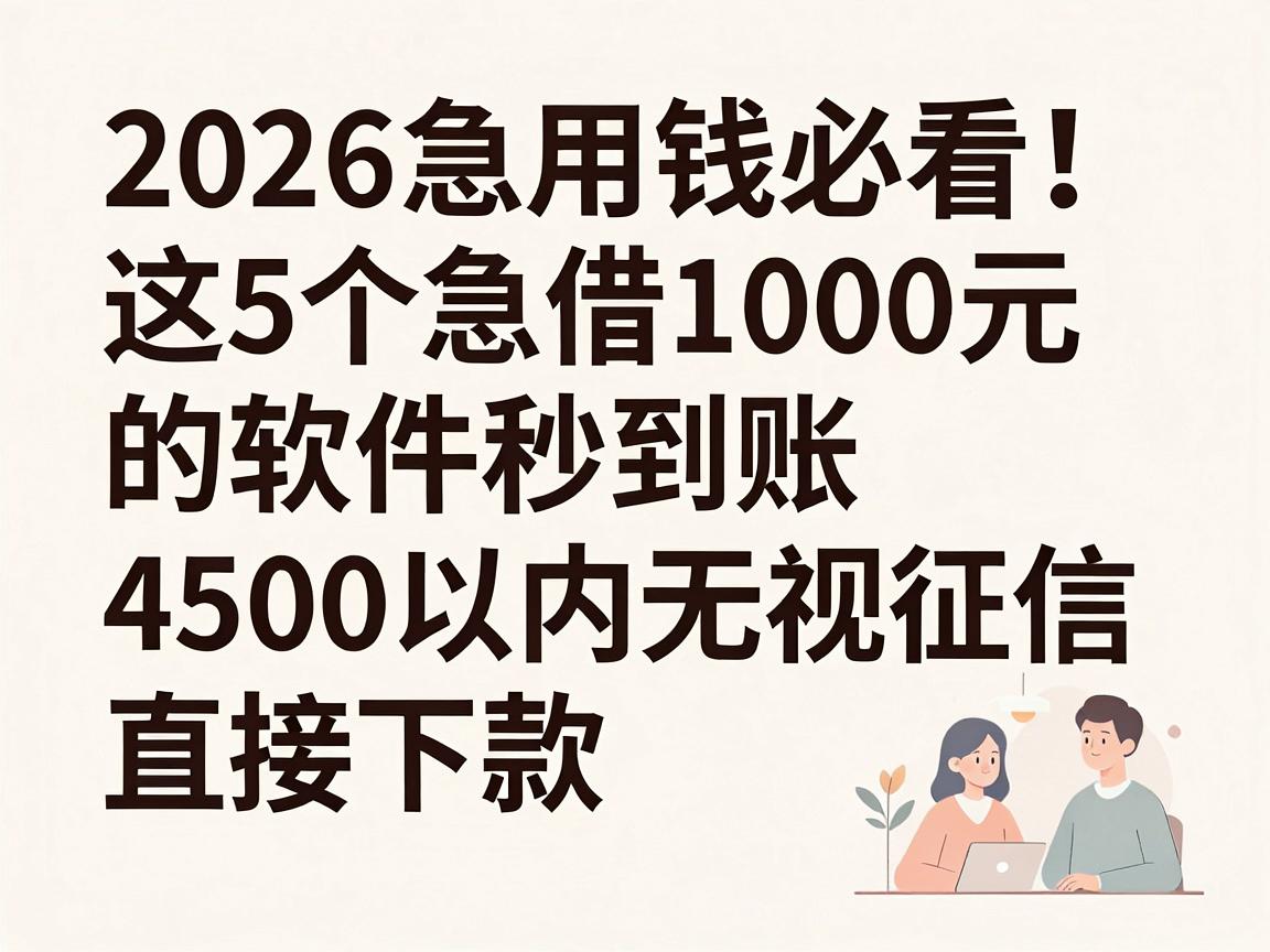 2026急用钱必看！这5个急借1000元的软件秒到账，4500以内无视征信直接下款