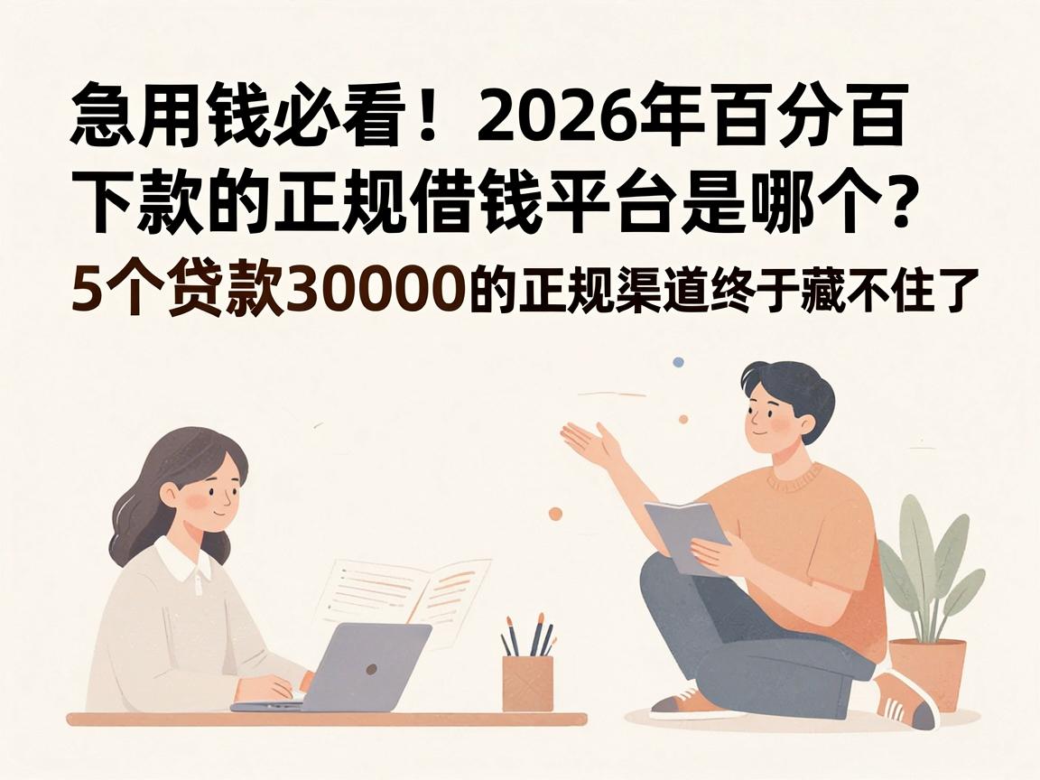 急用钱必看！2026年百分百下款的正规借钱平台是哪个？这5个贷款30000的正规渠道终于藏不住了