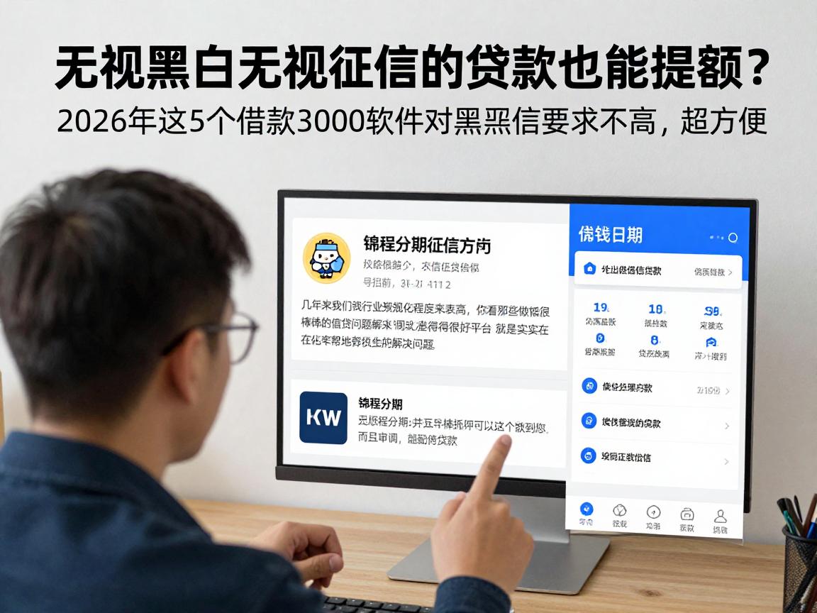 无视黑白无视征信的贷款也能提额？2026年这5个借款3000软件对黑白征信要求不高，超方便