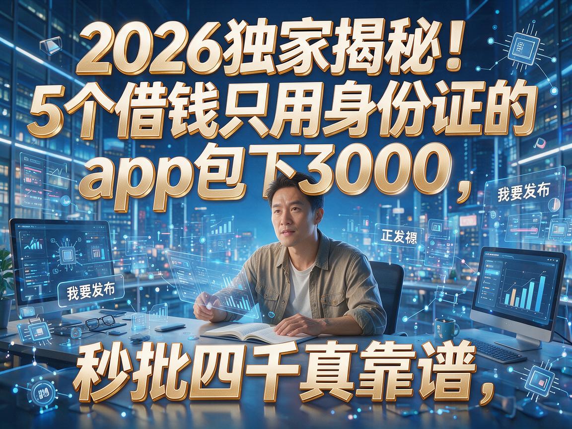 2026独家揭秘！5个借钱只用身份证的app包下3000，秒批四千真靠谱