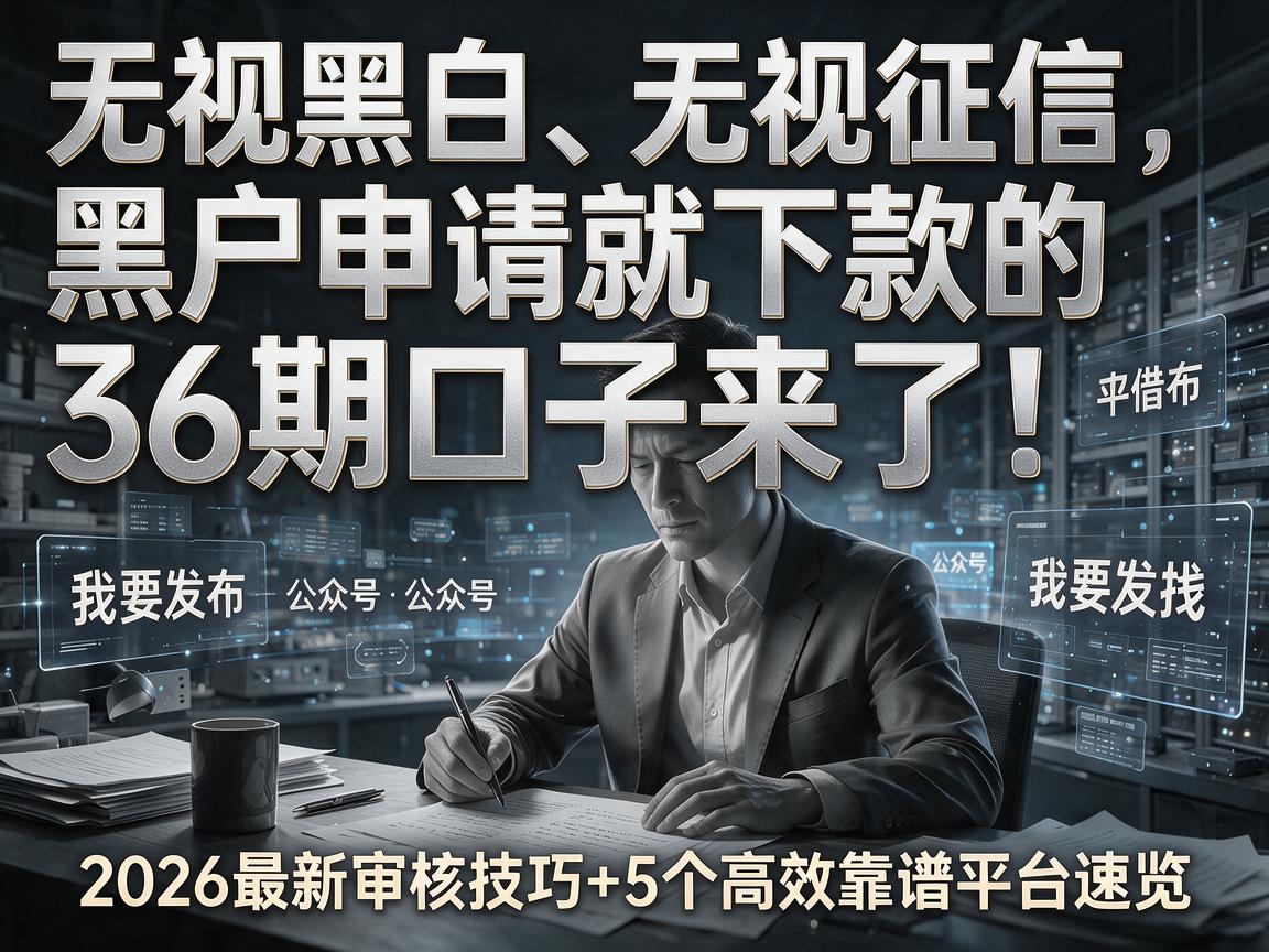 无视黑白、无视征信，黑户申请就下款的36期口子来了！2026最新审核技巧+5个高效靠谱平台速览