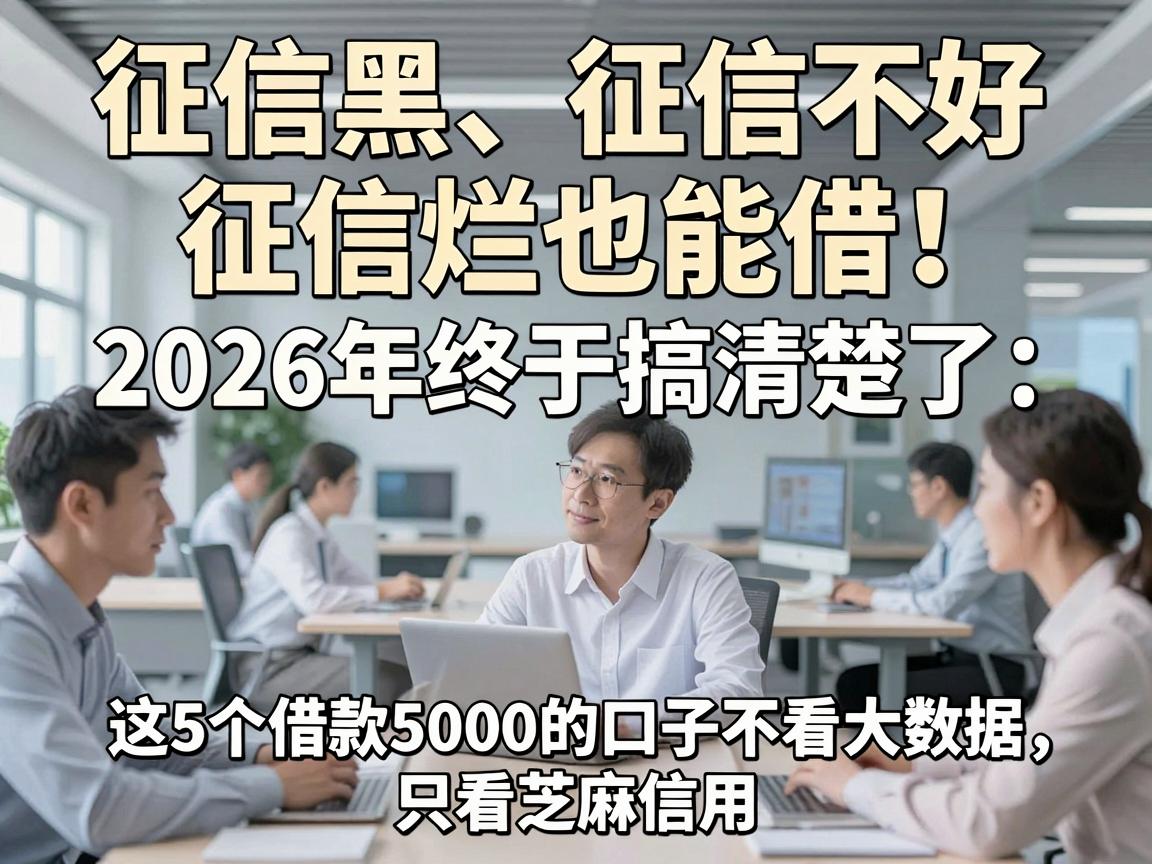 征信黑、征信不好、征信烂也能借！2026年终于搞清楚了：这5个借款5000的口子不看大数据，只看芝麻信用