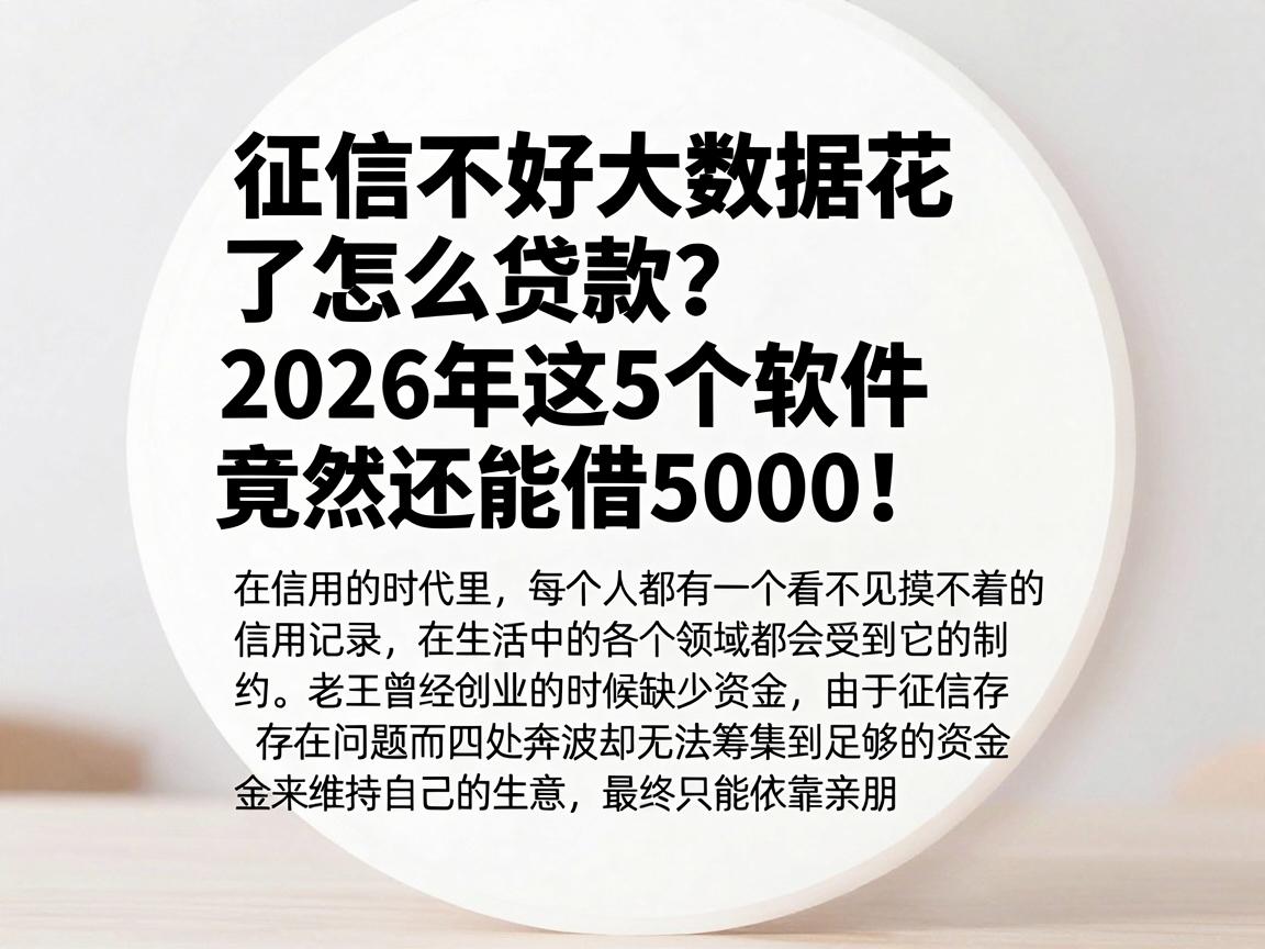 征信不好大数据花了怎么贷款？2026年这5个软件竟然还能借5000！