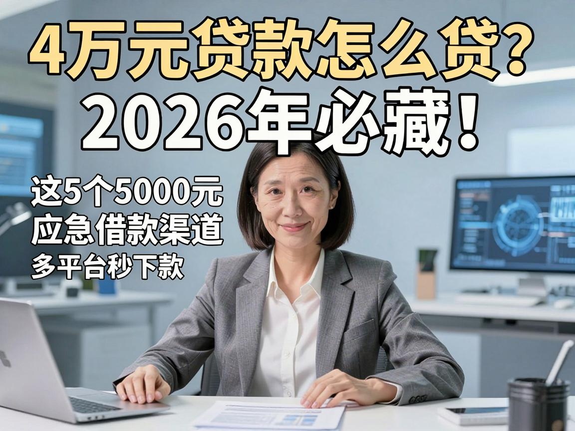 4万元贷款怎么贷？2026年必藏！这5个5000元应急借款渠道多平台秒下款