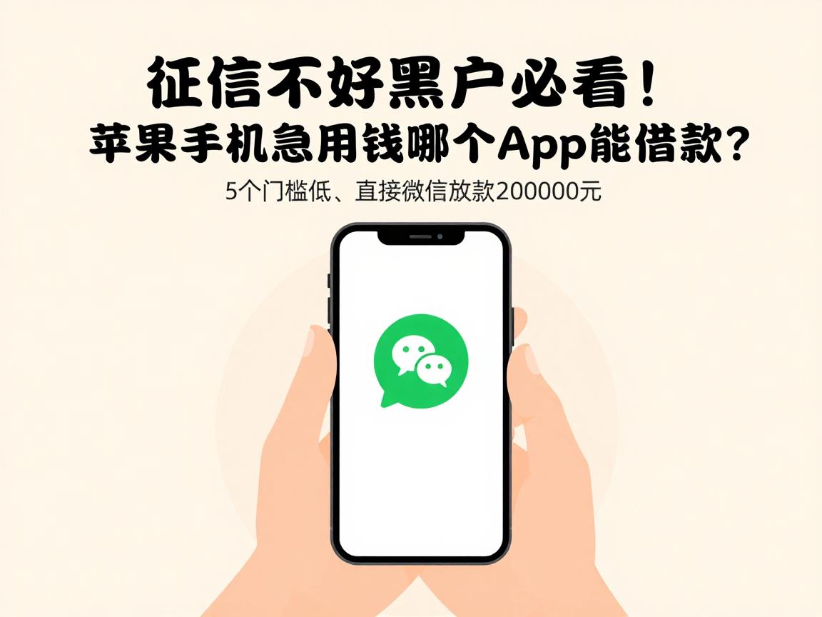 征信不好黑户必看！苹果手机急用钱哪个App能借款？这5个门槛低、直接微信放款20000元的平台太给力了