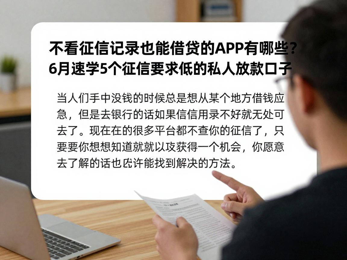 不看征信记录也能借钱的APP有哪些？6月速学5个征信要求低的私人放款口子