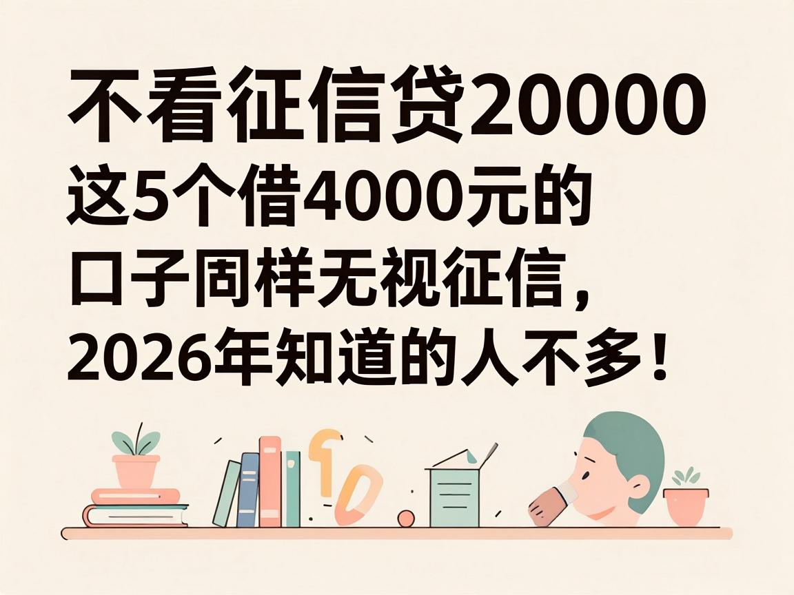 不看征信贷20000，这5个借4000元的口子同样无视征信，2026年知道的人不多！