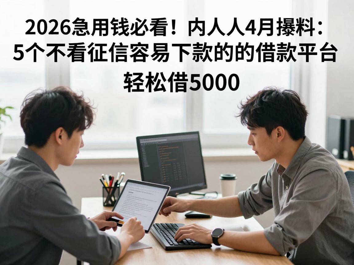 2026急用钱必看！内行人4月爆料：5个不看征信最容易下款的借款平台，轻松借5000