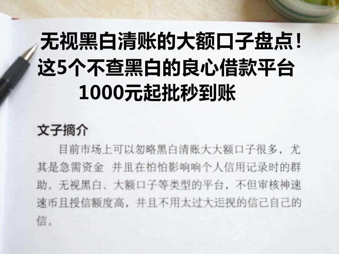 无视黑白清账的大额口子盘点！这5个不查黑白的良心借款平台，1000元起批秒到账