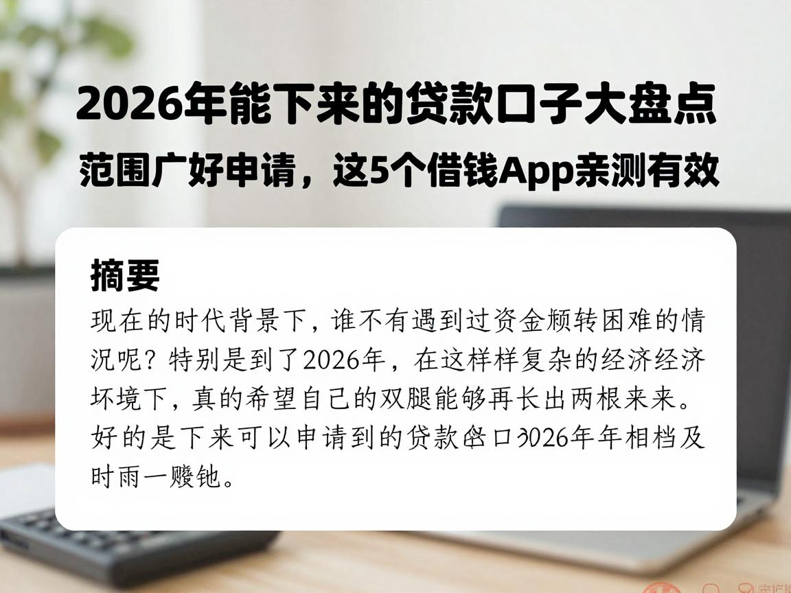 2026年能下来的贷款口子大盘点！范围广好申请，这5个借钱App亲测有效