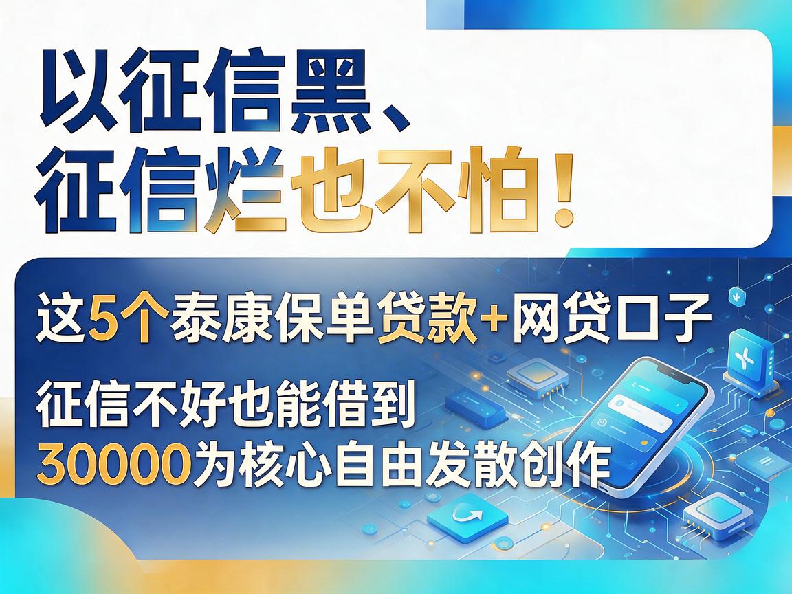 征信黑、征信烂也不怕！这5个泰康保单贷款+网贷口子，征信不好也能借到30000