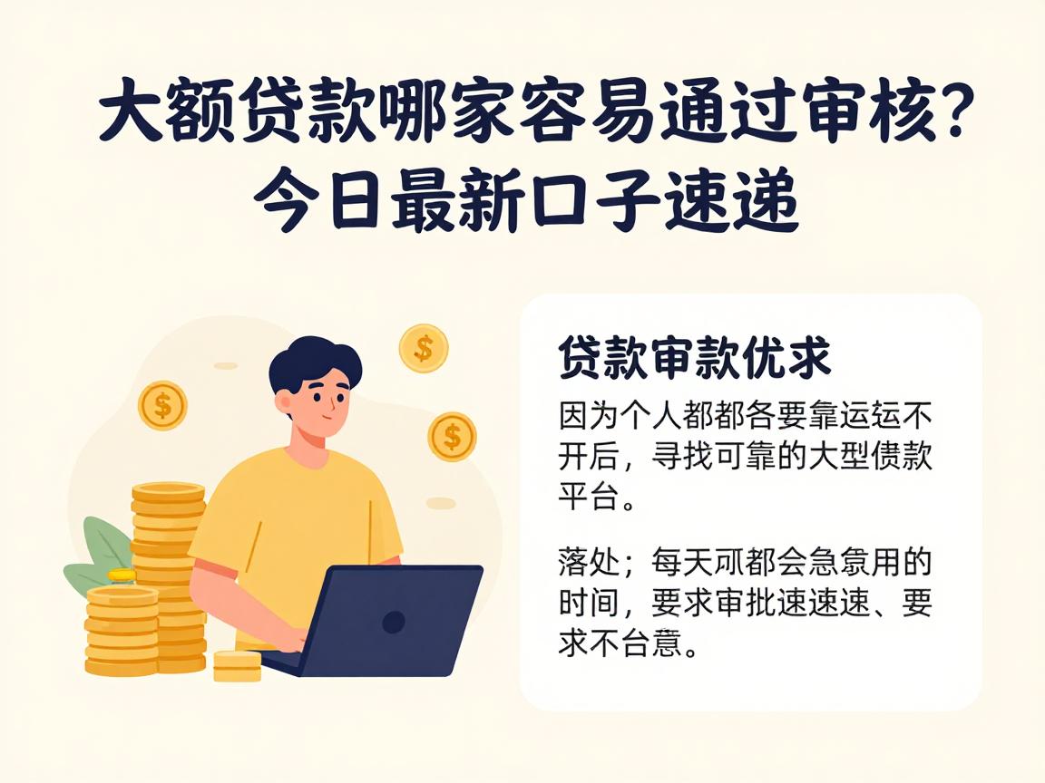 大额贷款哪家容易通过审核？今日最新口子速递，盘点5个审核要求不高的借款平台