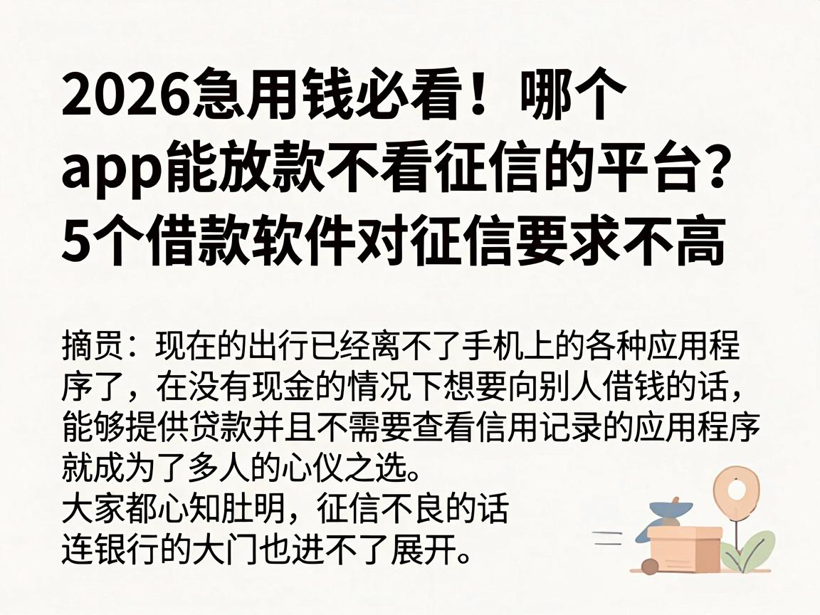 2026急用钱必看!哪个app能放款不看征信的平台?这5个借款软件对征信要求不高