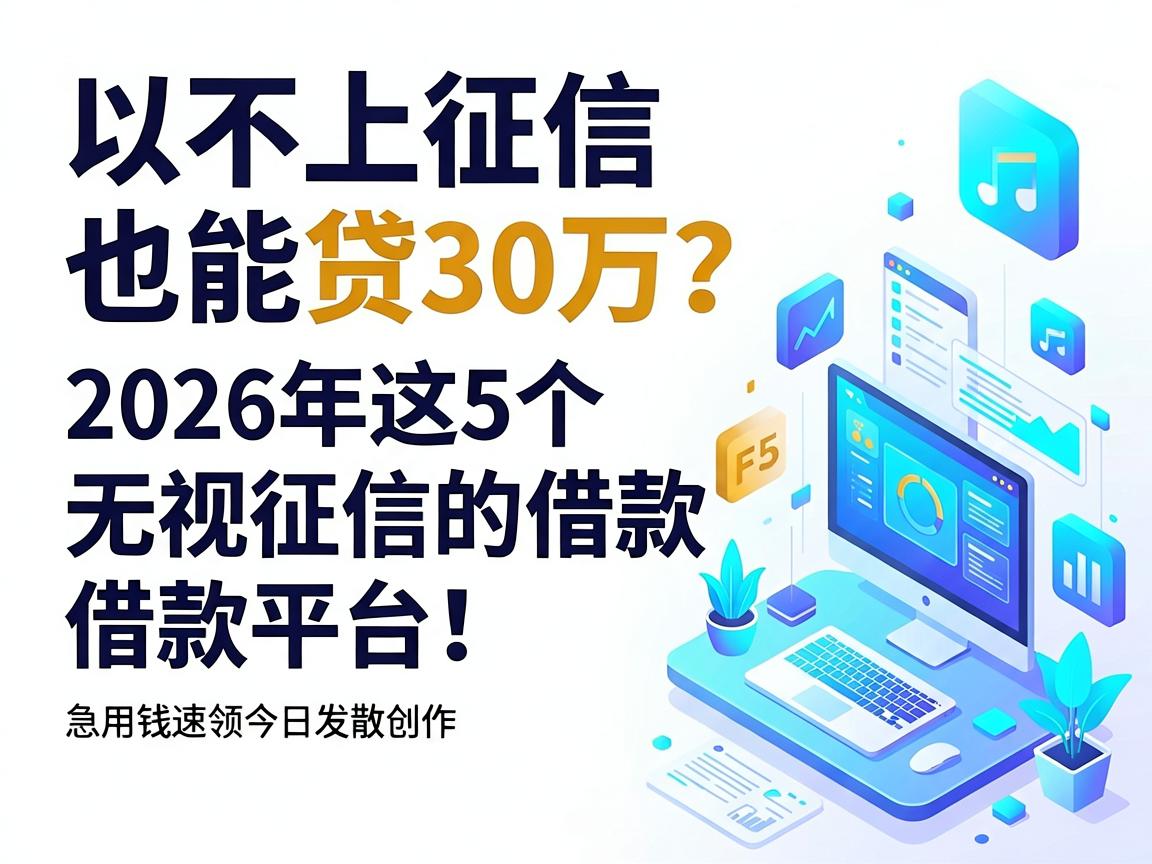 不上征信也能贷30万？2026年这5个无视征信的借款平台，急用钱速领今日福利