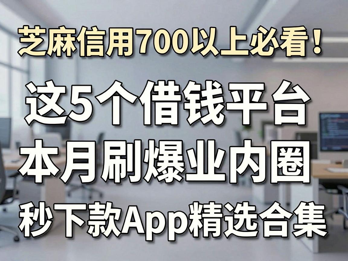 芝麻信用700以上必看！这5个借钱平台本月刷爆业内圈，秒下款App精选合集