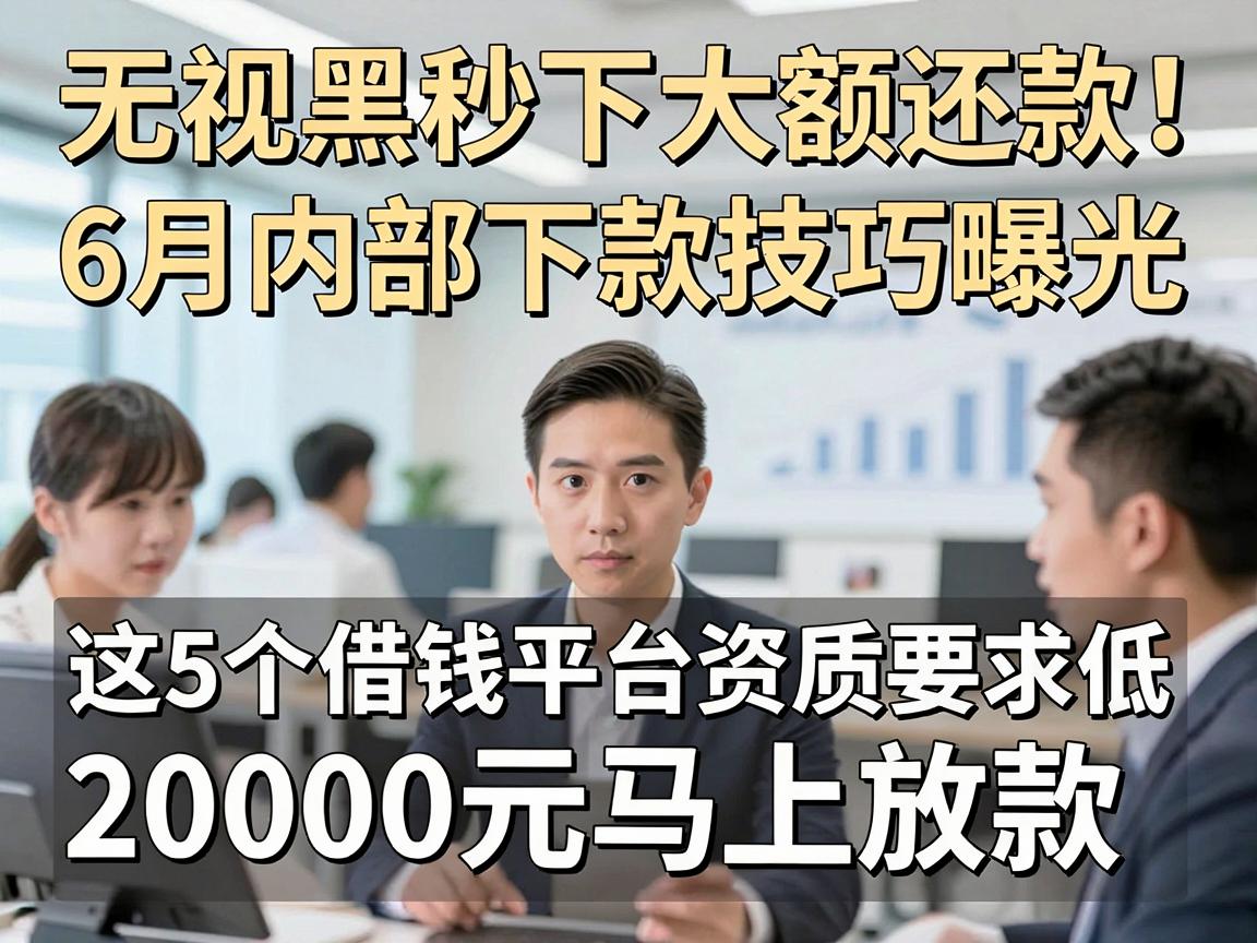无视黑白秒下大额还款！6月内部下款技巧曝光，这5个借钱平台资质要求低，20000元马上放款